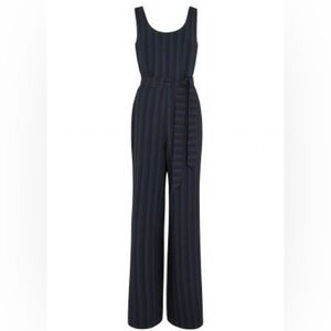 NWT Karl Lagerfeld Black and Blue Stripped Jumpsuit Tall